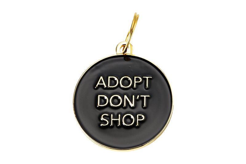 High End Dog Tag</br>Adopt Don't Shop</br>Engraved</br>Black - BUBU BRANDS