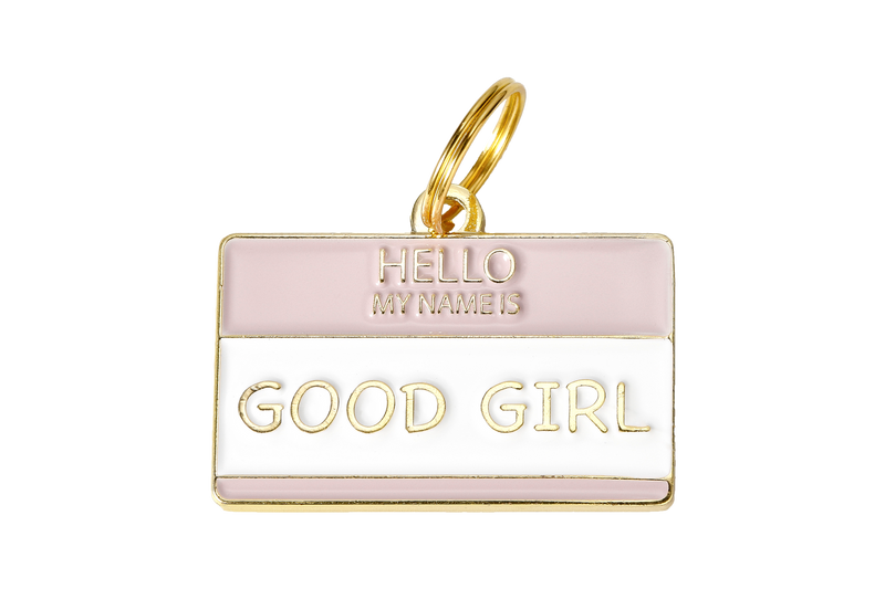 Hello My Name is Good Girl</br>ENAMEL CHARM/ID TAG</br>Engraved - BUBU BRANDS
