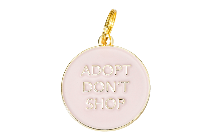 Adopt Don't Shop</br>Enamel Charm/ID Tag</br>Engraved</br>Pink - BUBU BRANDS